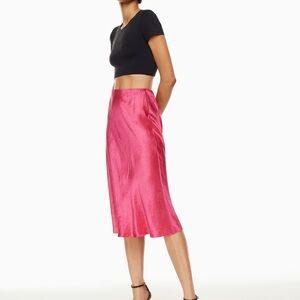 Aritzia  babaton Fuchsia slip Satin Midi Skirt